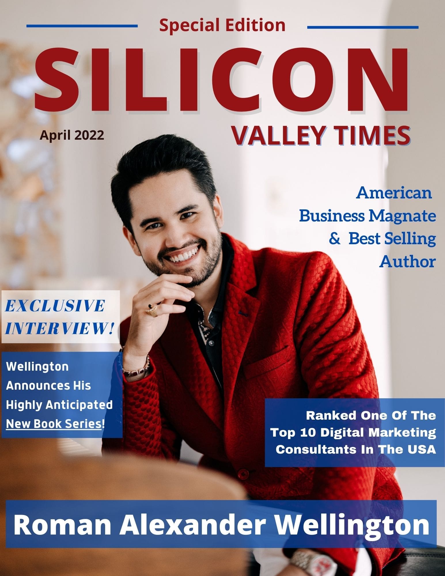 Roman Alexander Wellington Featured On The Cover Of The Silicon Valley Times