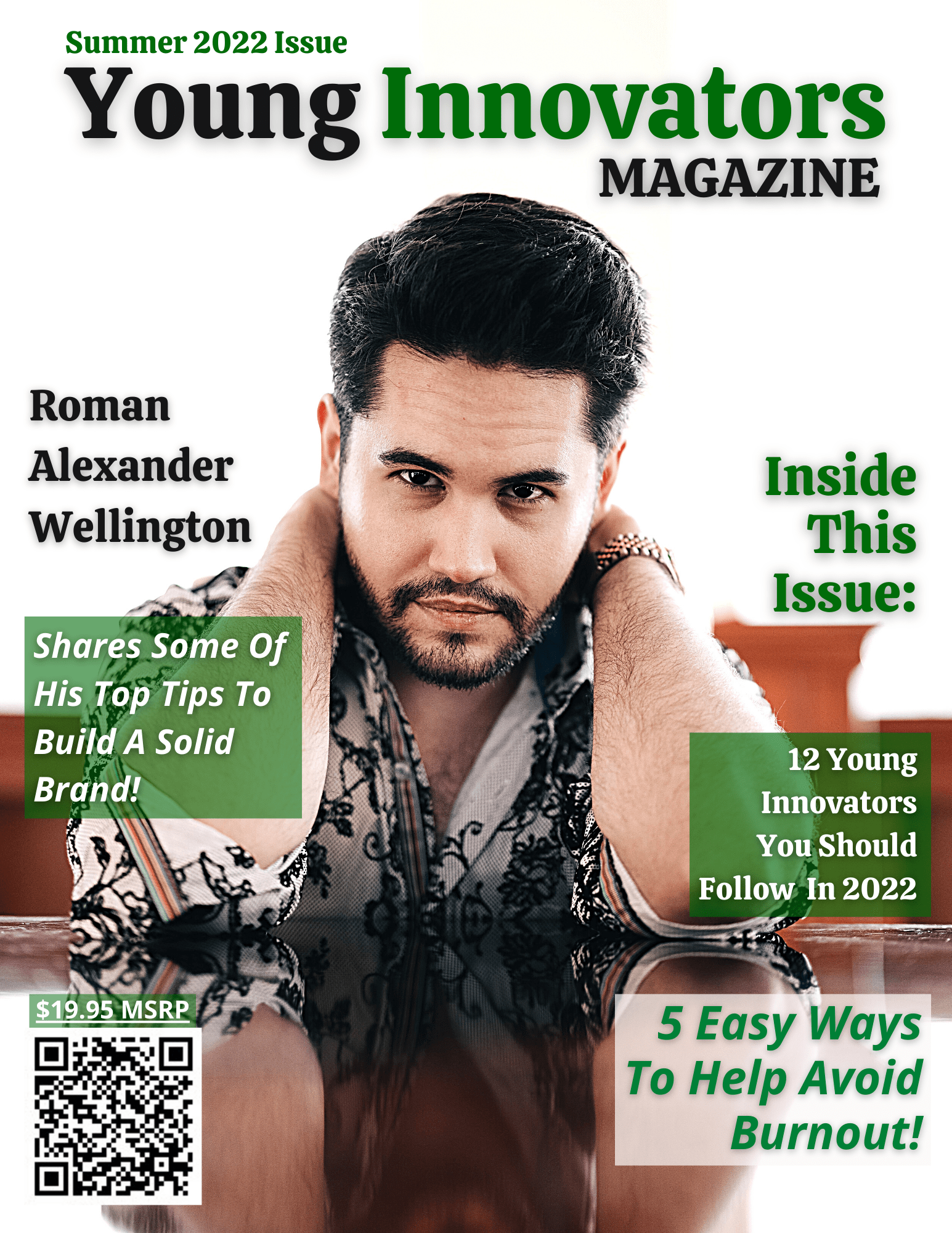 Roman Alexander Wellington On Cover Of Young Innovators Magazine Summer 2022 Edition